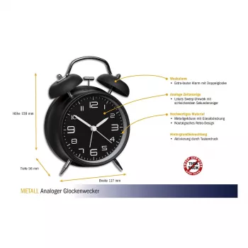 TFA Dostmann Mechanischer Wecker 60.1025 Schwarz