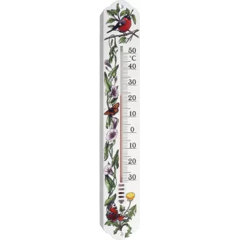 TFA Dostmann Analoges Innen-/Außenthermometer Weiß, Blumenmotiv (12.3040.20)