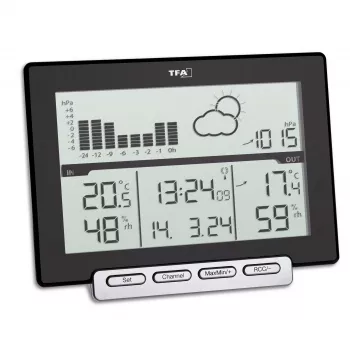 TFA Meteo Sens 35.1139.01 Funk-Wetterstation mit 12-24 Stunden Vorhersage, Mondphase und Außensensor