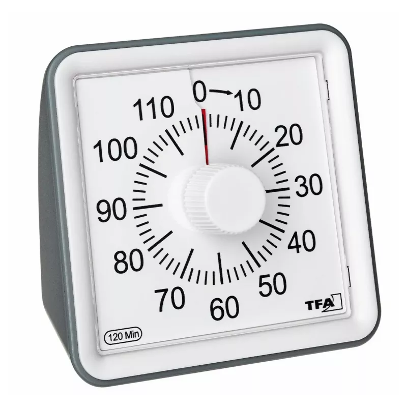 TFA DOSTMANN VISUAL Timer Weiß Analog 60-Minuten Mechanischer Countdown mit Geräuschlosem Betrieb und Akustischem Alarm (38.2043.10)