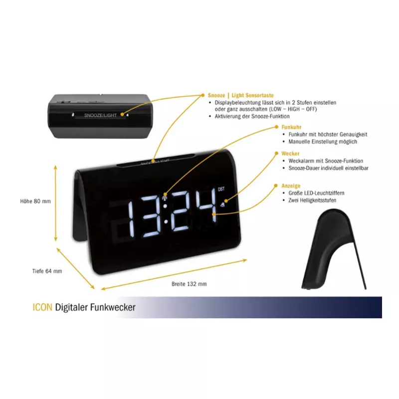 TFA Dostmann 60.2543.02 Digital-Wecker, Schwarz