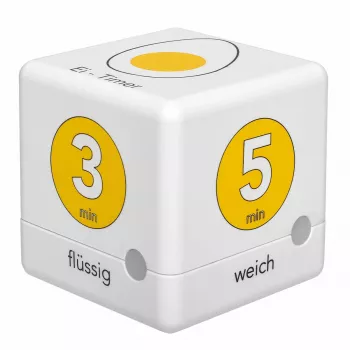 TFA Dostmann Cube Timer Digitaler Eieruhr, Weiß/Gelb (38.2041.07)