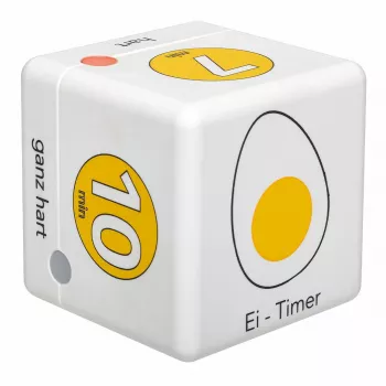 TFA Dostmann Cube Timer Digitaler Eieruhr, Weiß/Gelb (38.2041.07)