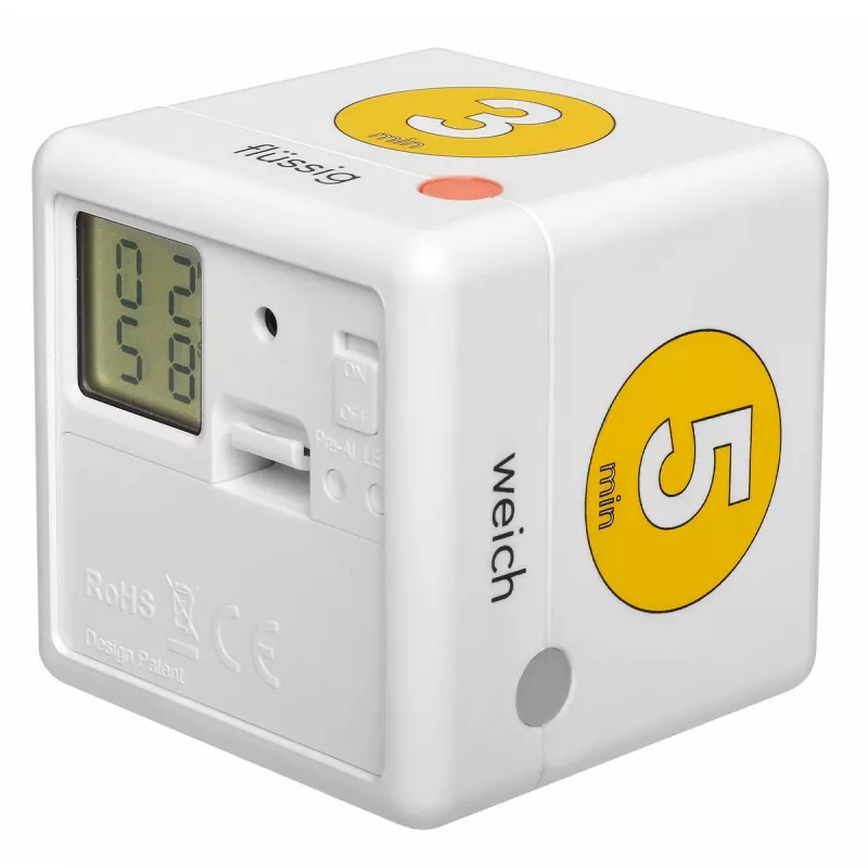 TFA Dostmann Cube Timer Digitaler Eieruhr, Weiß/Gelb (38.2041.07)