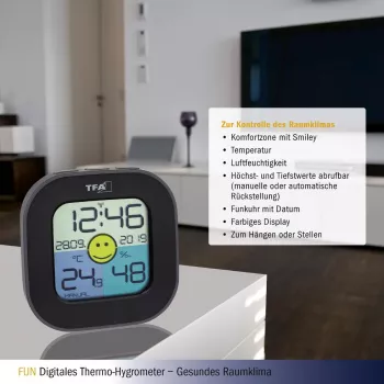 TFA Dostmann FUN Innenraum-Elektronik-Hygrometer Schwarz (30.3242.02)