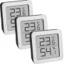 TFA Dostmann 95.2019.54 Digitales Thermo-Hygrometer 3er-Set zur Innenraumklimaüberwachung, Weiß/Silber