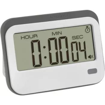 TFA Dostmann 38.2052.02 Digitaler Timer mit Stoppuhr und Wecker, Weiß/Grau