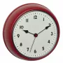 TFA Dostmann 60.3541.05 Funk-Wanduhr, rund, rotes Metallgehäuse, Glasabdeckung, 240 mm Durchmesser
