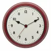 TFA Dostmann 60.3541.05 Funk-Wanduhr, rund, rotes Metallgehäuse, Glasabdeckung, 240 mm Durchmesser