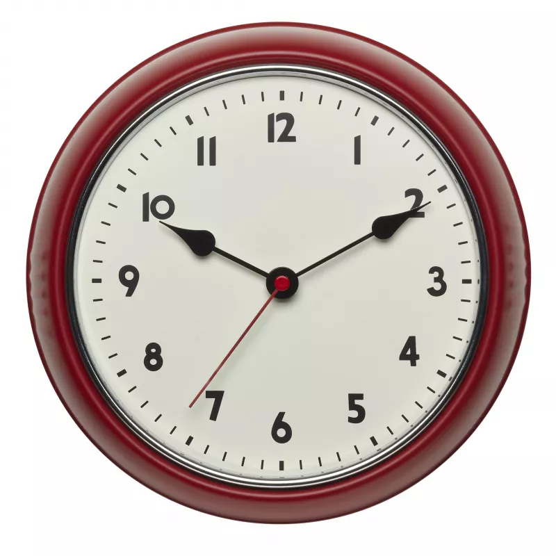 TFA Dostmann 60.3541.05 Funk-Wanduhr, rund, rotes Metallgehäuse, Glasabdeckung, 240 mm Durchmesser