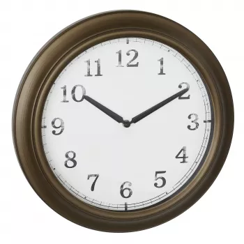 TFA Dostmann 60.3066.53 Außenwanduhr aus Metall - Quarz, Messing, spritzwassergeschützt, 387 mm, große Anzeige