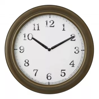 TFA Dostmann 60.3066.53 Außenwanduhr aus Metall - Quarz, Messing, spritzwassergeschützt, 387 mm, große Anzeige