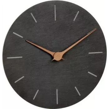 TFA Dostmann 60.3068.10 Quarz-Wanduhr 25 cm Schiefer, schleichendes Uhrwerk