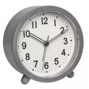 TFA Dostmann 60.1043.10 Quarz-Wecker Grau mit lautlosem Uhrwerk und Crescendo-Alarm