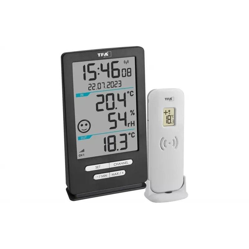 TFA Dostmann XENA HOME kabelloses digitales Thermometer Anthrazit 30.3074.10