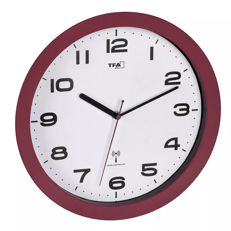 TFA Dostmann 60.3554.05 Funk-Wanduhr, Rot, 320 mm Durchmesser