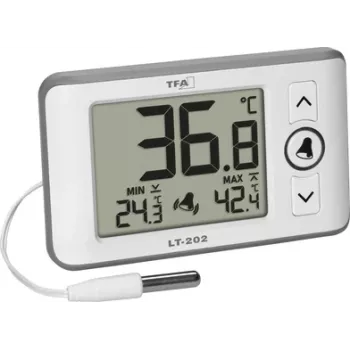 TFA Dostmann LT 202 Digitales Profi-Thermometer mit Kabelsensor, Weiß 30.1052.02