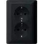 Gira System 55 Schuko Steckdose, 2 Steckdosen, Schwarz, Vollplatte 0783005