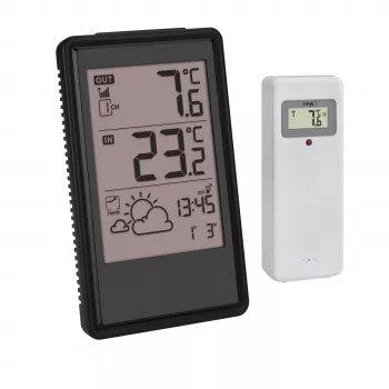 TFA Dostmann Funk-Wetterstation 35.1170.01 mit 6-12 Stunden Vorhersage, Innen-/Außentemperatur und Luftfeuchtigkeit, funkgesteuerte Uhr, unterstützt bis zu 3 Sensoren