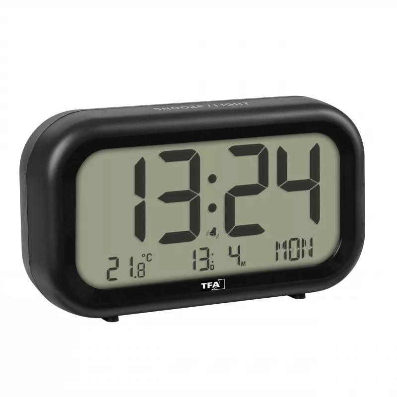 TFA Dostmann 60.2052.01 Quarz-Wecker Schwarz Extra Lauter Alarm Großes Display