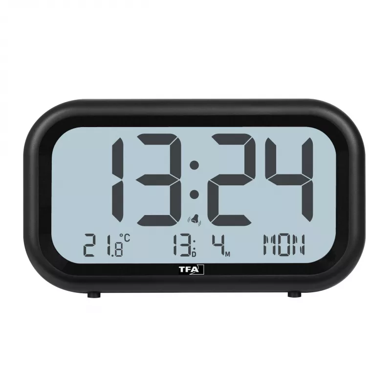 TFA Dostmann 60.2052.01 Quarz-Wecker Schwarz Extra Lauter Alarm Großes Display