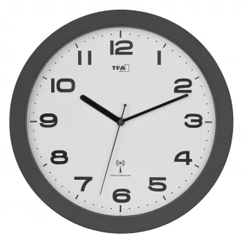 TFA Dostmann 60.3554.10 Funk-Wanduhr 320 mm Anthrazit mit schleichender Sekunde