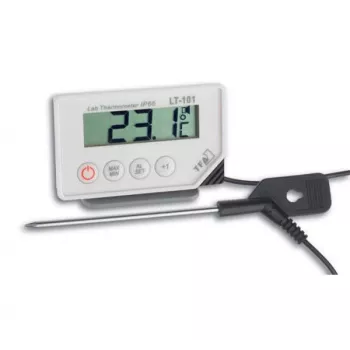 TFA Dostmann 30.1033 Digitalthermometer mit Min/Max-Speicher, Weiß/Silber