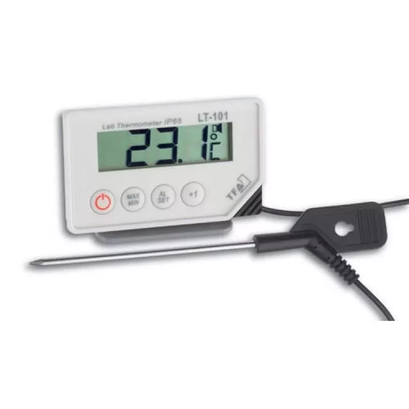 TFA Dostmann 30.1033 Digitalthermometer mit Min/Max-Speicher, Weiß/Silber