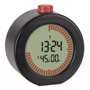 TFA Dostmann 60.2569.01 Funkwecker, großes Display, Timer, Schwarz/Rot