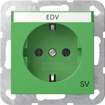 Gira 4457107 Schuko-Steckdose mit Klappdeckel, erhöhter Berührungsschutz, System 55, Grün