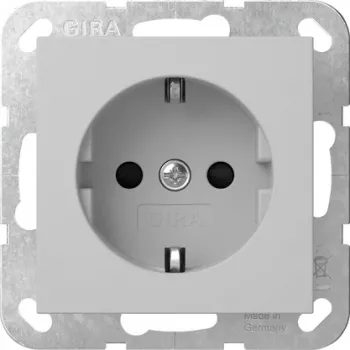 Gira 4453015 SCHUKO-Steckdose mit Klappdeckel, System 55, Verkehrsgrau (RAL 7043)