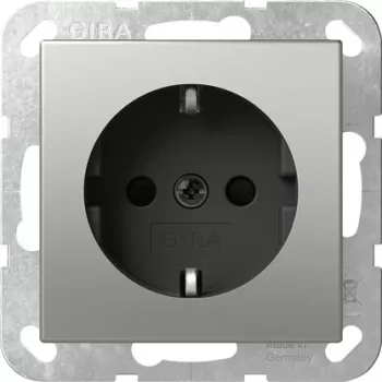 Gira System 55 Schuko Steckdose, Edelstahl, 1-fach, Unterputz, 16 A 4453600