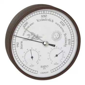 TFA Dostmann 20.2027.08 Analoge Wetterstation mit Barometer, Thermometer und Hygrometer, weißes Zifferblatt, Messinglünette, wandmontierbar