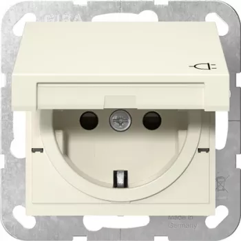 GIRA 441401 SCHUKO Steckdose mit Klappdeckel, System 55, Cremeweiß