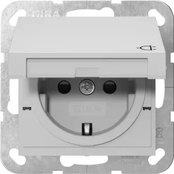 Gira System 55 SCHUKO Steckdose mit Klappdeckel, Grau 4414015