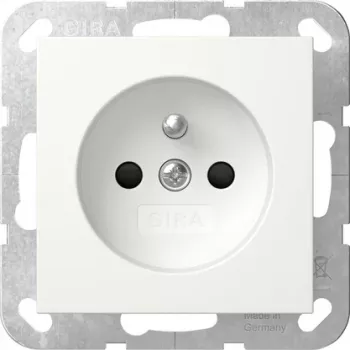 GIRA 448503 Schuko-Steckdose mit Klappdeckel, System 55, Reinweiß Glänzend
