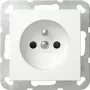 GIRA 448527 Schuko-Steckdose mit Klappdeckel und Beschriftungsfeld, System 55, Reinweiß