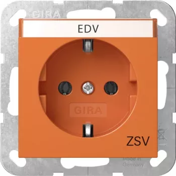 Gira System 55 SCHUKO Steckdose mit Klappdeckel, Kindersicherung, Orange 4457109