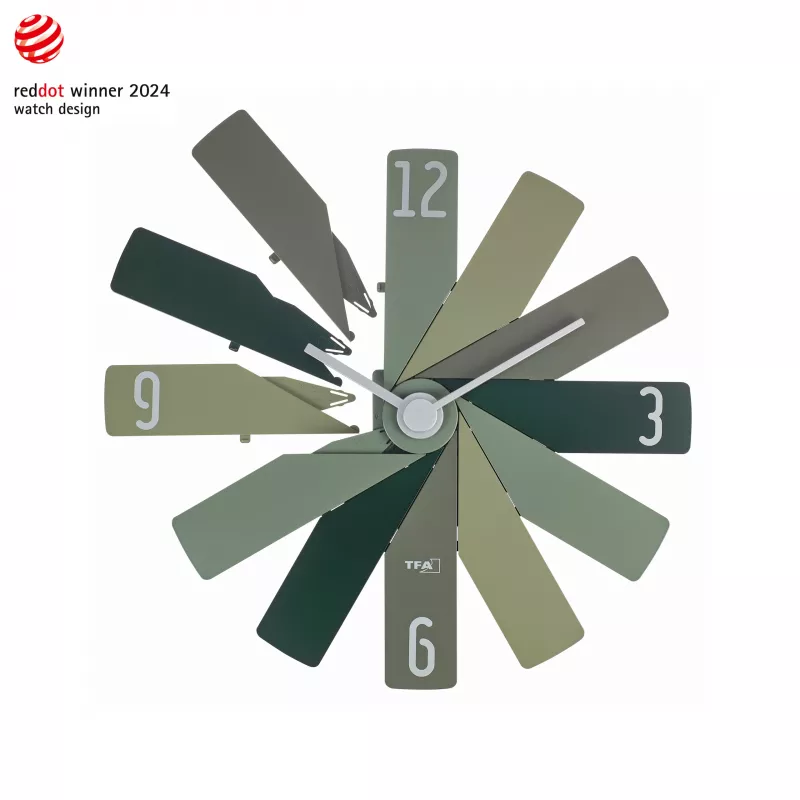 TFA Dostmann 60.3020.04 Quarz-Wanduhr 400 mm Olivgrün schleichender Sekundenzeiger
