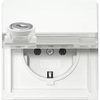 Gira 446766 SCHUKO-Steckdose mit Schlüsselschalter, Schließung ungleich, 16 A, 250 V, Unterputz, Reinweiß glänzend