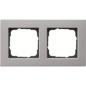 Gira E2 Abdeckrahmen 2-fach flach Edelstahl 0212335