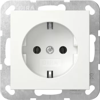 Gira 418027 SCHUKO SRK System 55 Steckdoseneinsatz, Reinweiß Glänzend