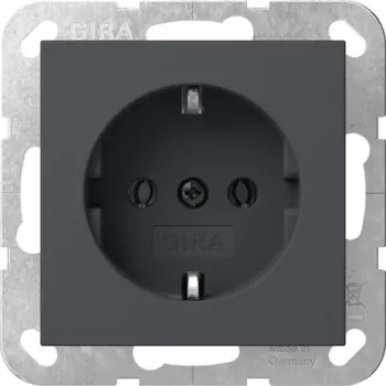 Gira System 55 SCHUKO Steckdose mit Klappdeckel, Anthrazit 418028
