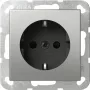 Gira System 55 SCHUKO Steckdose mit Shutter, Edelstahl-Optik 4183600