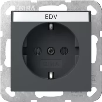 Gira 445728 SCHUKO Steckdose mit Klappdeckel, System 55, Anthrazit