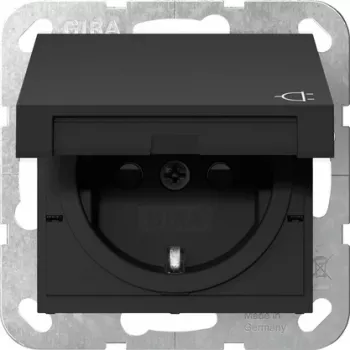 Gira SCHUKO Steckdose mit Klappdeckel und Zylinderschloss, System 55, reinweiß 4414005