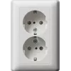 Gira System 55 Schuko Steckdose CEE 7/3, 16 A, 250 V, Reinweiß Glänzend, Klappdeckel 078327