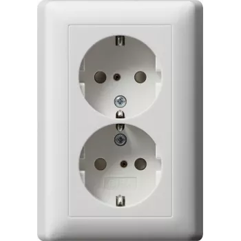Gira System 55 Schuko Steckdose CEE 7/3, 16 A, 250 V, Reinweiß Glänzend, Klappdeckel 078327