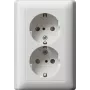 Gira System 55 Schuko Steckdose CEE 7/3, 16 A, 250 V, Reinweiß Glänzend, Klappdeckel 078327