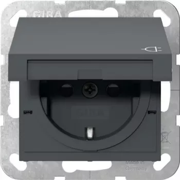 Gira System 55 SCHUKO Steckdose mit Klappdeckel, Reinweiß Glänzend 475428